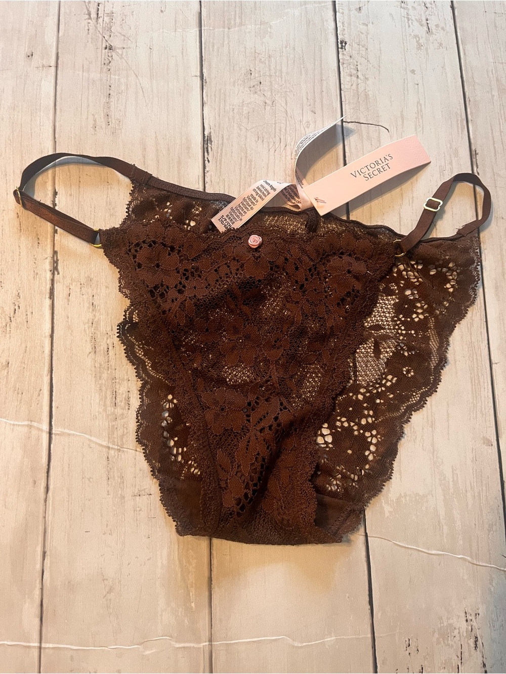 Victoria's Secret Chocolate Brown Lace Bikini Panty S